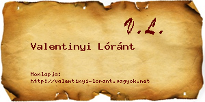 Valentinyi Lóránt névjegykártya